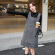 Vestido de otoño e invierno de Markyinxiang 2025 Nuevo temperamento de alta gama de chicas ricas pequeñas fragantes de lana de lana falda corta falda set negro lns9713 s