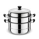 Yingrong steamer stainless steel multi-layer thickened steamer 3-layer steam grid soup pot double-layer gas induction cooker steamer 32cm three-layer thickened