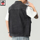 
AEMAPE Apple denim vest men's jacket European and American trendy spring large pocket sleeveless tops fashion brand vest horse clip 9215# black 5XL (recommended 230 250Jin [Jin equals 0.5 kg])