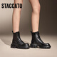 Sigatus neuer Winter britischer Stil Martin Boots Butter Schuhe kurze Stiefel Dicke Sohle erhöhte Frauenstiefel Y3918DD4 TRUFFE Schwarz 35