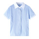 Xin Yueqing children's summer short-sleeved shirt for boys and girls, primary and secondary school uniform shirt, white collar, blue pinstripe half-sleeved top, thin striped boys' short-sleeved shirt 160 cm