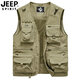 
Jeep (JEEP) summer quick-drying mesh vest men outdoor casual multi-pocket horse clip photography reporter fishing vest middle-aged large size khaki XL recommended weight 170 Jin [Jin equals 0.5 kg]