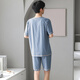 Langsha men's pajamas ice silk modal touch can be worn outside summer V-neck simple casual home clothing set 3518 L