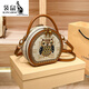 Pelguero de cuero de lujo de canguro (canguro) Light Luxury Leather Women's Women's 2023 New Rivet Small Round Bag Borded Bold Bag Borded Hombina ancha Corcha de cuerpo cruzado Beige White