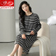 Langsha 2024 New Nightgown para mujeres en primavera y otoño dibujos animados de algodón puro lindo pijama de manga larga Internet estilo de celebridades de rayas ropa de invierno W9766 camisón de manga larga M 70-90Jin [Jin equivale a 0.5 kg]