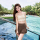 Yimeishan long-sleeved split swimsuit for women in hot springs 2025 new sun protection, high-end, flesh-covering and slimming seaside vacation beach skirt