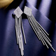 JiuChangShi 99 sterling silver earrings for women square rhombus shining tassel earrings temperament long birthday gift for girlfriend sparkling diamond rhombus earrings 99 pure silver