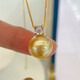 Ya Ge 12-13mm foreign gold bead pendant, perfect round, strong light and slight imperfections, 18K inlaid with diamonds, a gift for mother or lover, with