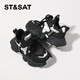 Saturday children's shoes winter new plus velvet sports shoes girls dad shoes light running shoes black silver 37