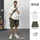 Zweiteiler Sommer reines Baumwoll kurzärmelige T-Shirt Herren-Ins Modemarke Loose Fünf-Punkte-Hülsen-T-Shirt Japanische Arbeit Anzug schwarz Trendy Marke T-Shirt + Military Green Work Anzug M 160-16795-120jin [Jin gleich 0,5 kg]