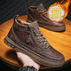 Woodpecker winter plus fleece Martin boots men's high top shoes men's trendy versatile leather shoes casual thick sole board shoes warm cotton shoes M929 khaki plus fleece 41