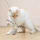 CLCEY cat toy self-pleasure and boredom cat stick log cat toy long pole steel wire feather with bell pet toy log handle white feather