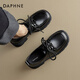 Daphne British Style Leather Chaussures pour femmes 2023 Automne Black Lace-Up Single Chaussures Japonais Retro Mood Black 38