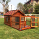 Dog House Outdoor Waterproof Solid Wood Dog House Medium and Large Dog Golden Retriever Dog House Rainproof Summer Outdoor Four Seasons Pet Villa 4XL with Yard Double Windows with Screen Package Installation
