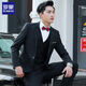 Luo Meng Groomsmen Suit Brotherhood Men's Suit Vest Lined Winter Groom Wedding Dress Suit Jacket Black (Vest+Shirt+Trousers)+Red Bow Tie 2XL