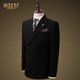 Leshili high-end handsome suit suit male groom wedding dress slim stretch black business casual suit suit arch line double button black 2-piece set (jacket + pants) 180/52/XL default size 33 pants