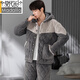 MODAL CORAL VELVET PYJAMAS FÜR MÄNGER DER DREIDE DIREKTIERTE COTWONTE PLUS Samt Flanellflanell warmer Kapuzenbekleidungsanzug Männer 831 Grau [Knopf] L empfohlen 100-125 Jin [Jin entspricht 0,5 kg]