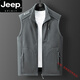 JEEP SPIRIT couple fleece vest men and women autumn and winter sleeveless vest fleece vest outdoor warm cardigan stand collar jacket 9277 women-black L