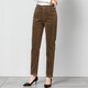 Ubers autumn and winter elastic corduroy harem pants for women with small feet pants carrot pants loose casual and velvet warm velvet pants for women brown (single layer) 9901 34 (waist circumference 2 feet 7)