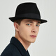 7PM Top Hat Men's British Jazz Hat Woolen Gentleman Hat Winter Thickened Men's Top Hat Middle-aged and Old Dad Hat Black One Size (56-58cm) Adjustable