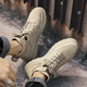 Western Camel (VANCAMEL) men's shoes genuine leather Martin boots mid-top men's summer trendy outdoor work boots men's high-top British style shoes apricot color 40