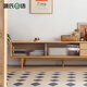 Genji Muyu solid wood TV cabinet modern living room oak household storage cabinet walnut color glass sliding door TV cabinet 2.0 meters