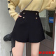 Ma Feixuan Shorts Women's Autumn and Winter New High Waisted Wide Legs A-line Outer Wear Versatile Slim Bottoming Boot Pants Bottoming Outer Wearing Skirts Shorts (6215 Black) M 90-100Jin Jin is equal to 0.5 kg
