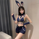 霏慕午夜兔女巡查官免脱拉链开裆兔女郎套装角色扮演性感情趣内衣兔耳吊带上衣文胸包臀短裤3879 【发箍+假领+领带+文胸+拉链开裆短裤+长手套】 均码（建议80-120斤）