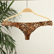 Men's leopard print underwear, men's thong with bulging bag, narrow hem, sexy men's thong, L black