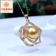 Libiao S925 silver seawater South Sea gold bead pendant single gold bead necklace for girlfriend, wife, mother, S925 silver 11-12mm