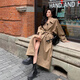 
GARNUO khaki windbreaker jacket for women mid-length 2025 new spring and autumn Korean small high-end British style coat khaki M[111-130Jin[Jin equals 0.5 kg]]
