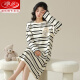 Langsha 2024 New Nightgown para mujeres en primavera y otoño dibujos animados de algodón puro lindo pijama de manga larga Internet estilo de celebridades de rayas ropa de invierno W9766 camisón de manga larga M 70-90Jin [Jin equivale a 0.5 kg]