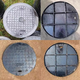 Good mood Ductile iron manhole cover Round municipal road Heavy-duty square rainwater sewage single manhole cover overflow manhole cover sewer manhole cover 695 hollow manhole cover cover 3 cm