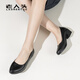 Old man's head (LAORENTOU) women's shoes thick heels plain commuting shoes shallow mouth round toe hood single shoes mother's shoes LB13553 black 37