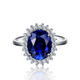 Gepan Princess Diana style sapphire silver ring for women, living classic dark blue color gemstone tanzanite main stone (6X8mm)