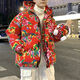 Talented cotton-padded jacket for men with national style Northeastern large-flowered cotton-padded jacket for men in winter 2025 new thickened peony flower bread jacket oversi red flower cotton-padded jacket 1 style M 90-110Jin Jin is equal to 0.5 kg