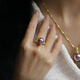 Fat Donglai's same 18k rose gold pearl ring Shunjing's new purple pearl is round and extremely strong Purple Pearl 10mm Love's Waiting Rose Gold Ring