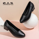 Old man's head (LAORENTOU) women's shoes thick heels plain commuting shoes shallow mouth round toe hood single shoes mother's shoes LB13553 black 37