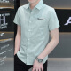 
YIBAOLANG new short-sleeved shirt men's trend Korean slim casual shirt without scalding and anti-wrinkle summer half-sleeved summer thin style 854 khaki L (105-120Jin [Jin equals 0.5 kg])