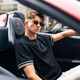 Mr. Bu Bu silhouette letters three-dimensional embroidered casual round neck short-sleeved men's T-shirt spring and summer new GT15260 graphite black L (175)