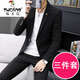 Woodpecker Korean style casual spring and autumn suit men's slim business formal wear Sina Piushuai thin casual small suit for men 1917 gray suit + pants + T-shirt XL recommended 122-131Jin Jin equals 0.5 kg