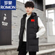 ROMON down cotton vest men's winter mid-length outer wear thickened vest youth thermal vest large size jacket black 815 print 4XL 155-175Jin Jin equals 0.5 kg