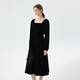 
Fan Silann velvet low square collar French black skirt for women 2024 winter new elegant annual meeting dress 14698 black L