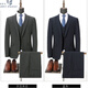 Announcement Bird Suit Suit Men's Winter Groom Wedding Dress Formal Business Casual Thick Wool Jacket Gray Stripe One Button Three-piece Set XXS 190/100A