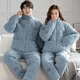 Modal 2025 new couple coral velvet quilted pajamas winter three-layer thickened zipper home clothes for women and men winter style B88003-99003# M (160) Female