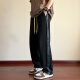Dingfengbaoluo Pantalones casuales Summer's Summer suelto suelto de pierna ancha High Street Sports Toilets K510 Black XL