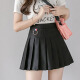 Langyue Women's Graduation Season Summer Korean Style Short Skirt High Waist Fashion Casual Loose Student A-Line Skirt Pleated Skirt College Style LWQZ2031T3 Black XL