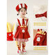 Youyou Girl Cartoon Overalls süße Kaninchen-Pommes Sticked Striped T-Shirt Baby Spring Fashion süßer Gurtrock T-Shirt rot und weiße Streifen (C2694) 80 cm