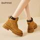 Daphne Cowide Dick-Soled Yellow Martin Stiefel für Frauen-Motorradstiefel neue Herbst und Winter plus Samtstiefel für kurze Stiefel im Freien gelbe Stiefel gelbe Single 37
