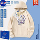 
NASA ABOUT official trendy brand co-branded One Piece animation cos pain clothes with hat sweatshirt long sleeves plus velvet men and women autumn and winter Luffy white (model)-N1391- Regular S